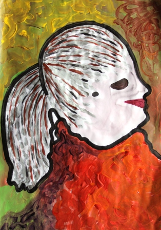 Art Therapy Session No. 2-'Silhouette Portrait' by Karen Robinson Materials-acrylic paint on butcher paper August 7, 2014 photograph taken by Karen Robinson Images Copyright .JPG