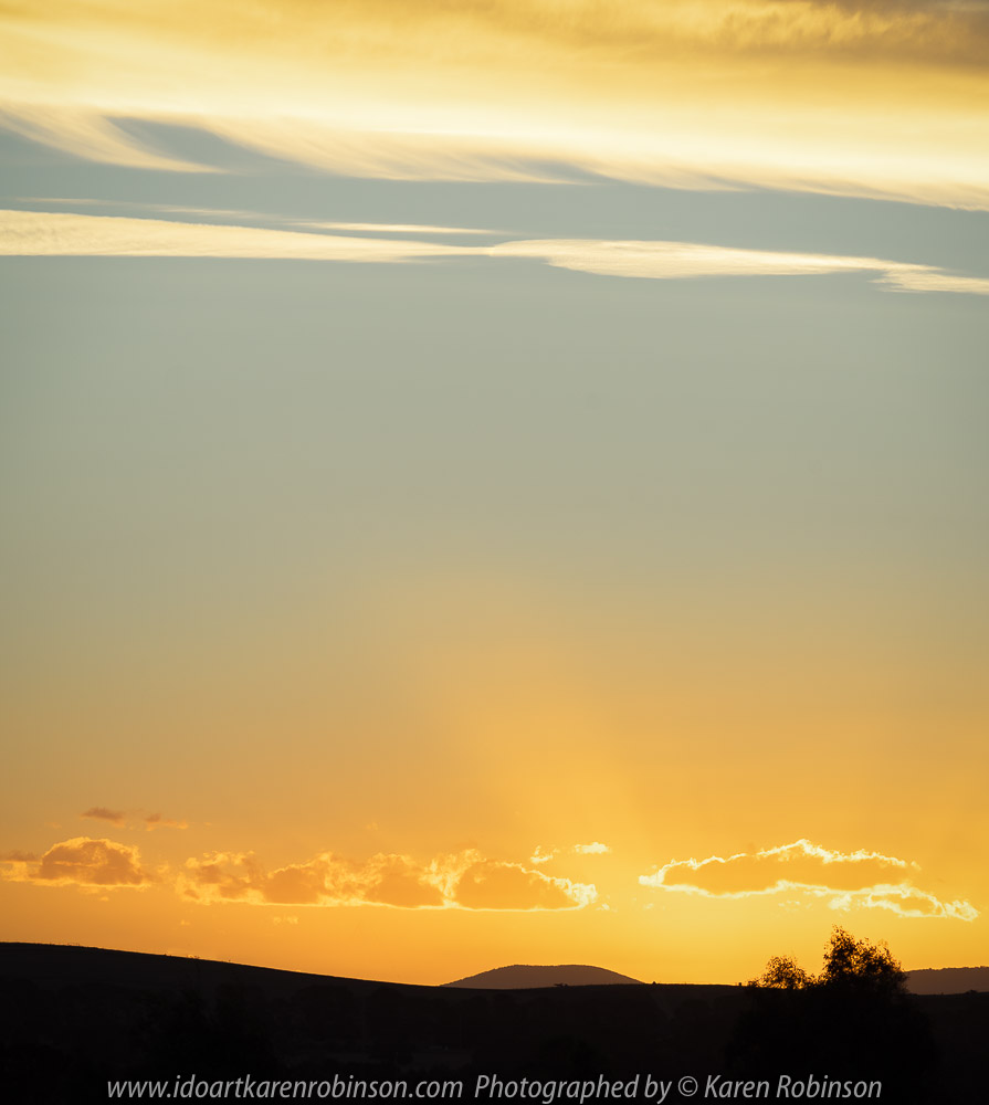 Beveridge, Victoria - Australia 'Golf Course' Photographed by Karen Robinson April 2018 NB. All images are protected by copyright laws. Comments - Sunset at the golden hour and blue hour looking across the golf course towards the mountains in the background