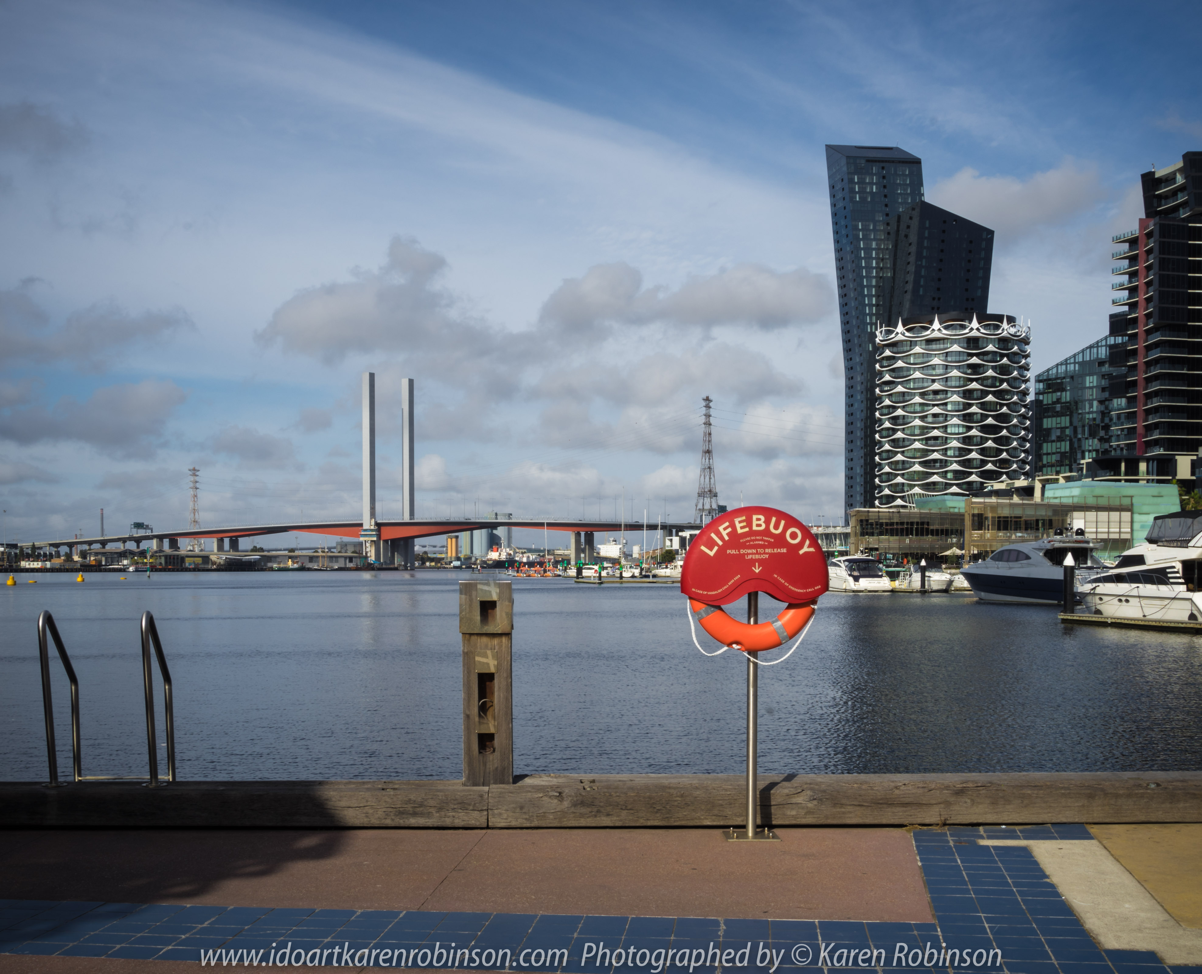 Melbourne, Victoria - Australia "Docklands Waterfront" Photographed by Karen Robinson NB Copyright Protected www.idoartkarenrobinson.com December 17, 2017. Comments: Out-and-about early Sunday morning photographing scenes around the Yarra River Harbour water's edge at Docklands.