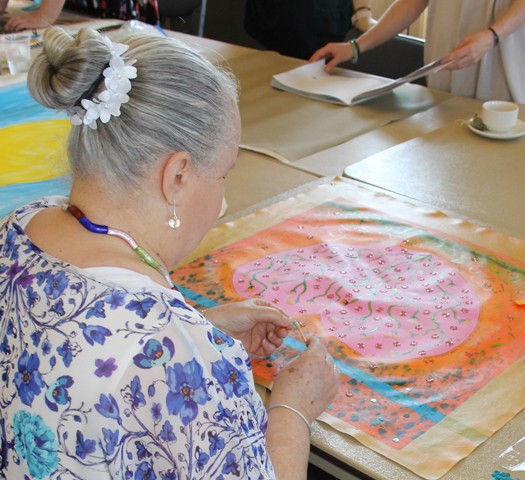 No. 2 of 17 Art Therapy Sessions 14th & 17th Sept 2015 Karen Robinson-Abstract Artist working on own individual art work-all images copyright protected.JPG