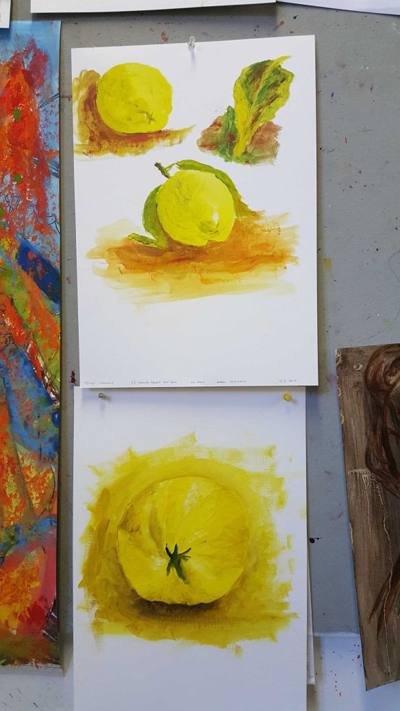 No. 6-7 Fourth 'Produce Paintings' CAE Class - Certificate 111 in Visual Arts - Photograph taken by Karen Robinson NB All images are protected by copyright laws